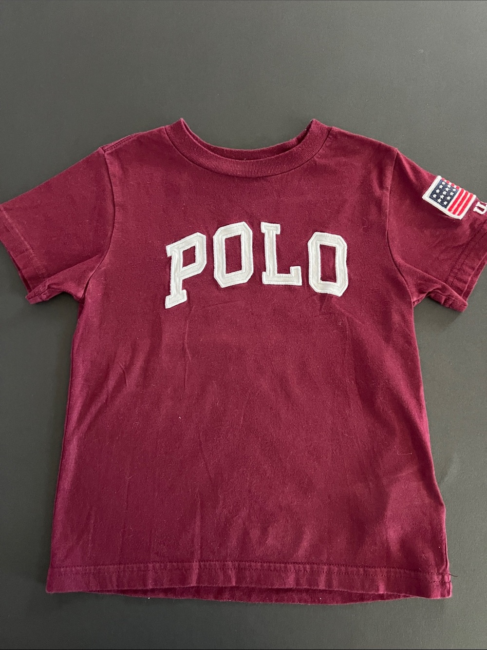 Polo by Ralph Lauren Kids Maroon Tee with White Polo Embroidery 100% COTTON